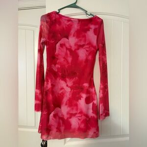 Elegant Red Floral Dress